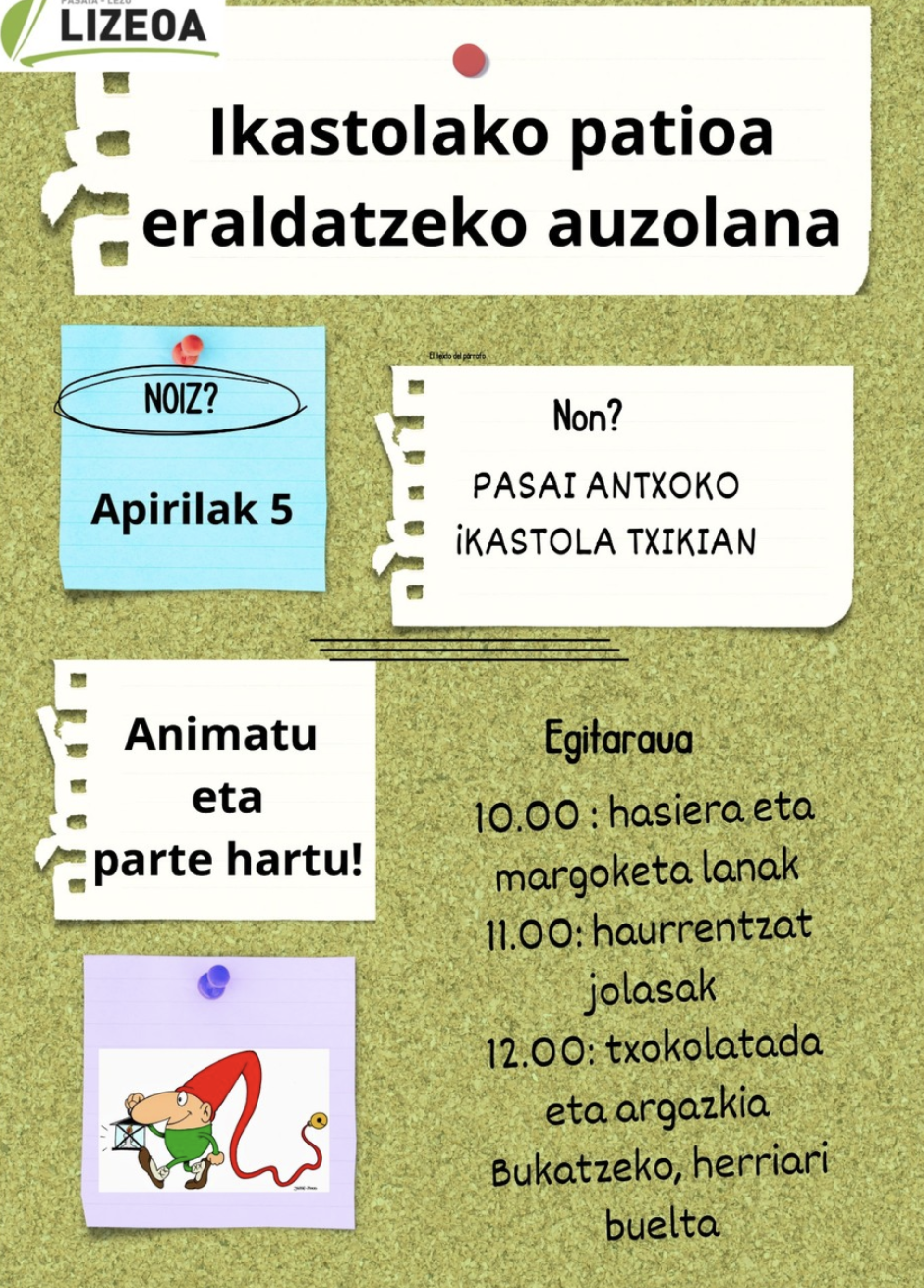 Antxoko patioa atontzeko auzolana kartela